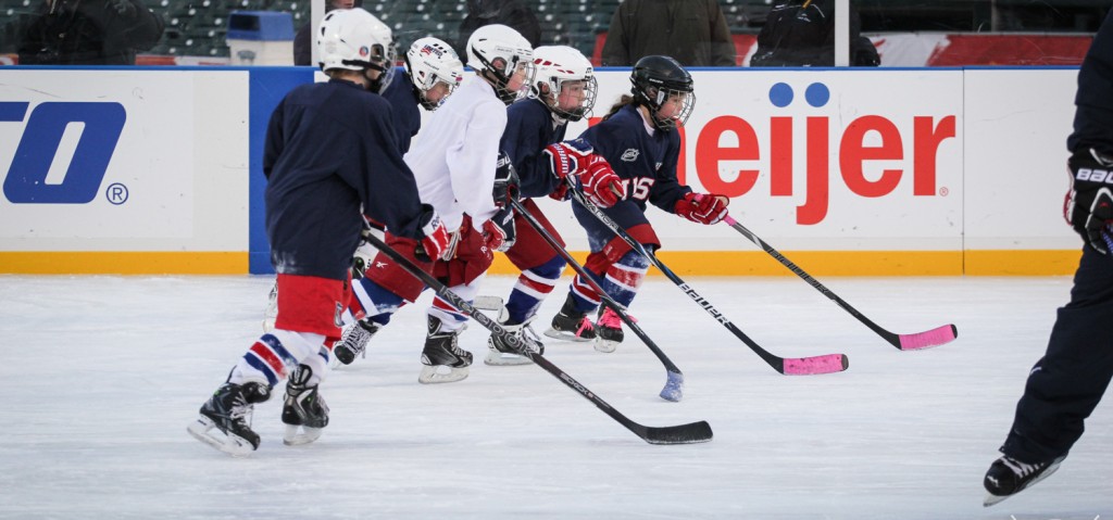 Photo from an ADM clinic held at Comerica Park during the Hockeytown Winter Festival. (Photo by Michael Caples/MiHockey)