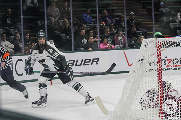 Click on the image above to see MiHockey's photo gallery from the Spartans' opener. (Photo by Michael Caples/MiHockey)
