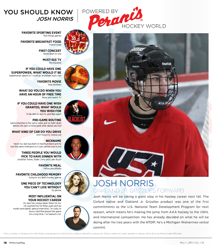 Josh Norris mag page