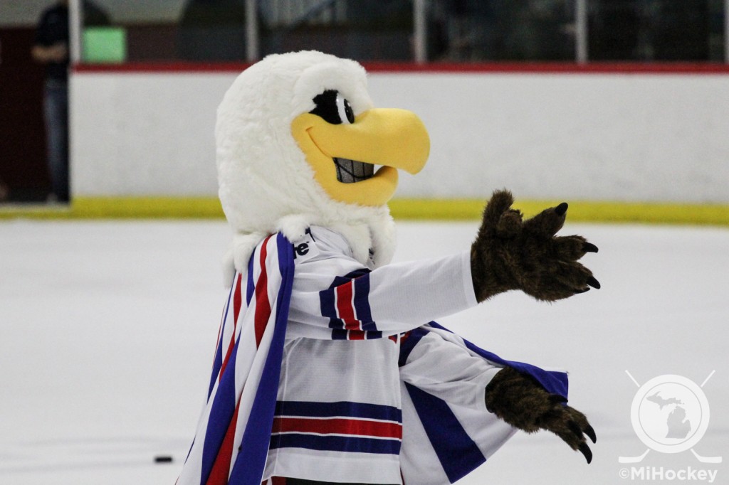 The NTDP Eagle during his debut last year. (Photo by Michael Caples/MiHockey)