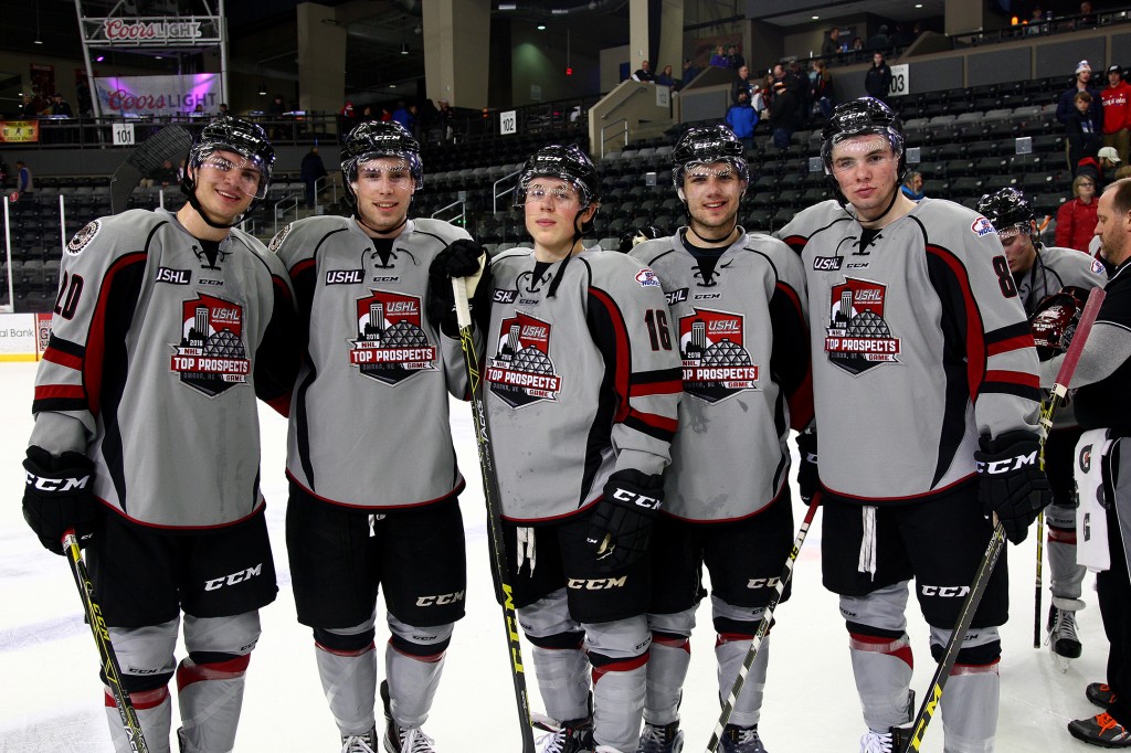 The Muskegon Lumberjacks' representatives at the USHL/NHL Top Prospects Game (photo courtesy of the USHL)