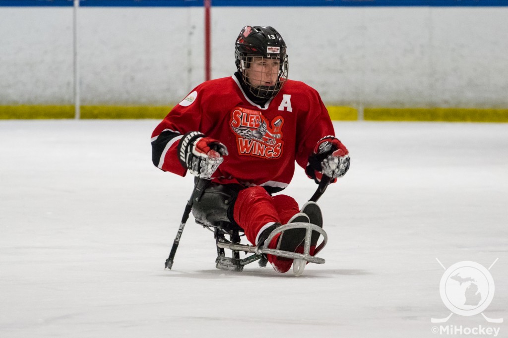 Aaron Wemple in action at the USA Hockey Disabled Festival earlier this year. (Photo by Michael Caples/MiHockey)
