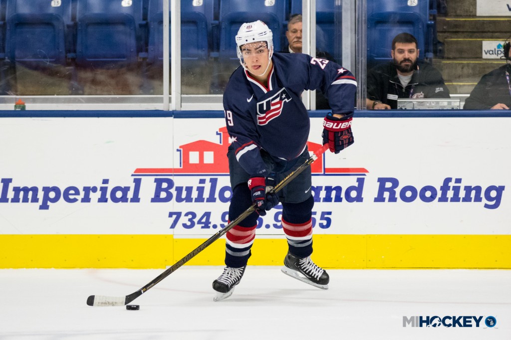 Luke Martin leads the list of players coming to Michigan schools this season - the NTDP alum will be patrolling the blue line for the Wolverines in 2016-17. (Photo by Michael Caples/MiHockeY)